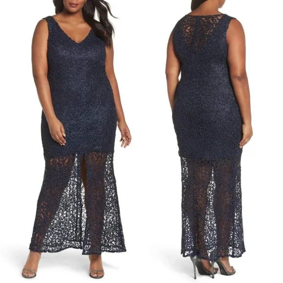 Marina Met Lace Gown at Nordstrom Rack - Womens Plus-Size Dresses